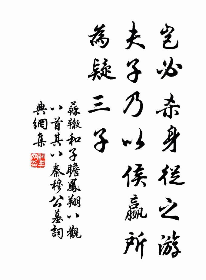 苏辙岂必杀身从之游，夫子乃以侯嬴所为疑三子书法作品欣赏