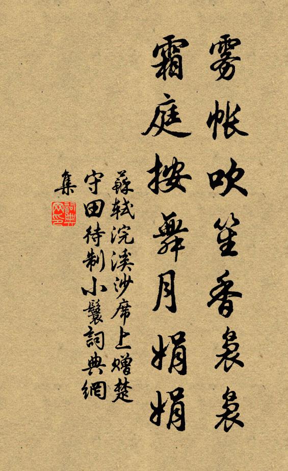 苏轼雾帐吹笙香袅袅，霜庭按舞月娟娟书法作品欣赏