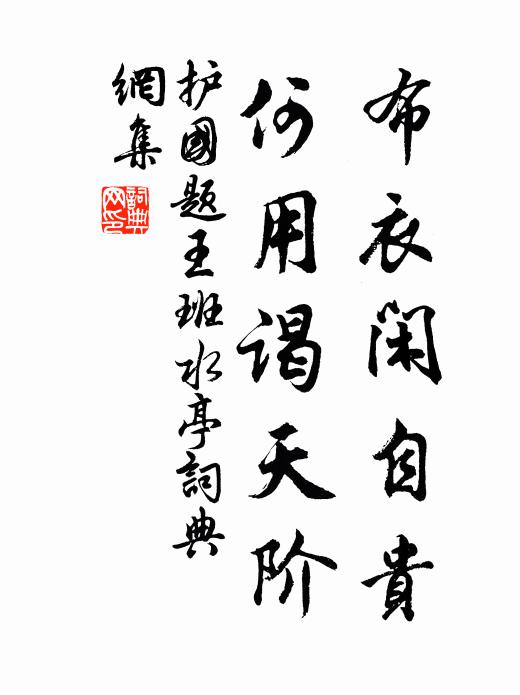 护国布衣闲自贵，何用谒天阶书法作品欣赏
