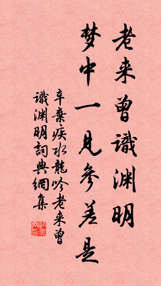 辛弃疾老来曾识渊明，梦中一见参差是书法作品欣赏