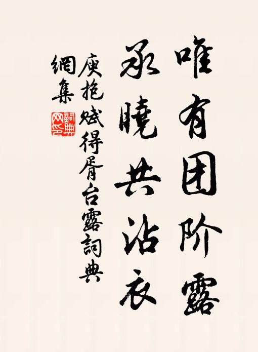 庾抱唯有团阶露，承晓共沾衣书法作品欣赏