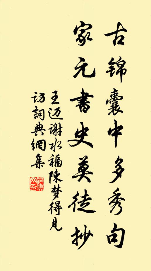 王迈古锦囊中多秀句，家元书史莫徒抄书法作品欣赏