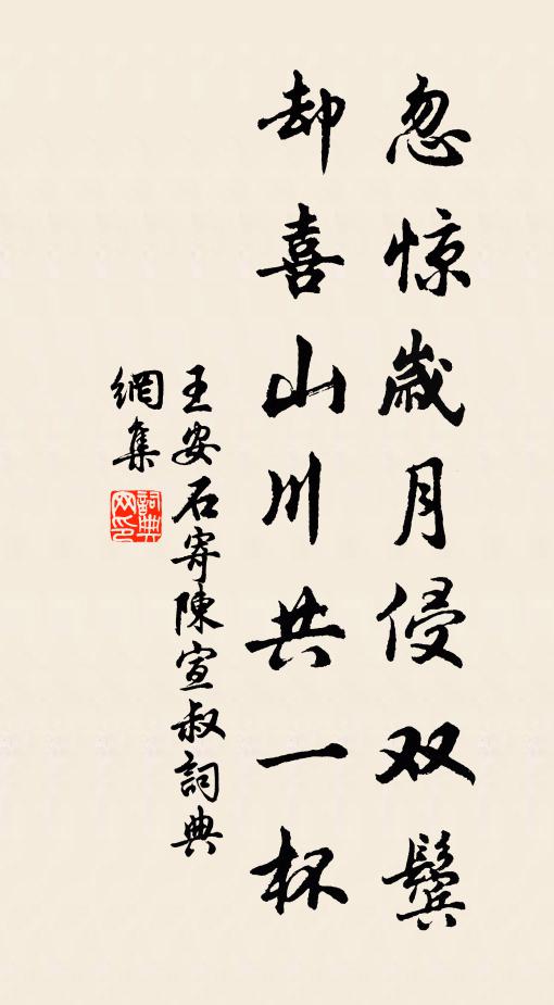 王安石忽惊岁月侵双鬓，却喜山川共一杯书法作品欣赏