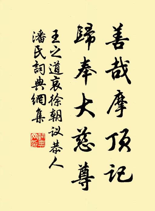 王之道善哉摩顶记，归奉大慈尊书法作品欣赏