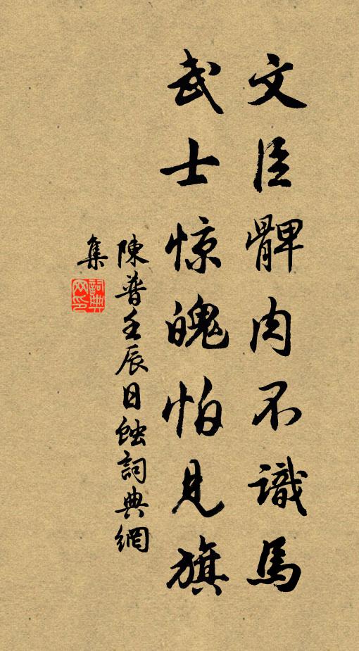 陈普文臣髀肉不识马，武士惊魄怕见旗书法作品欣赏