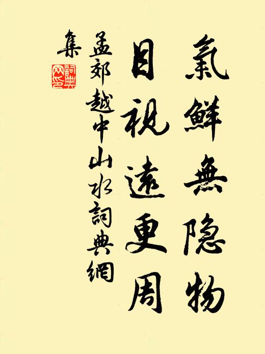 孟郊气鲜无隐物，目视远更周书法作品欣赏