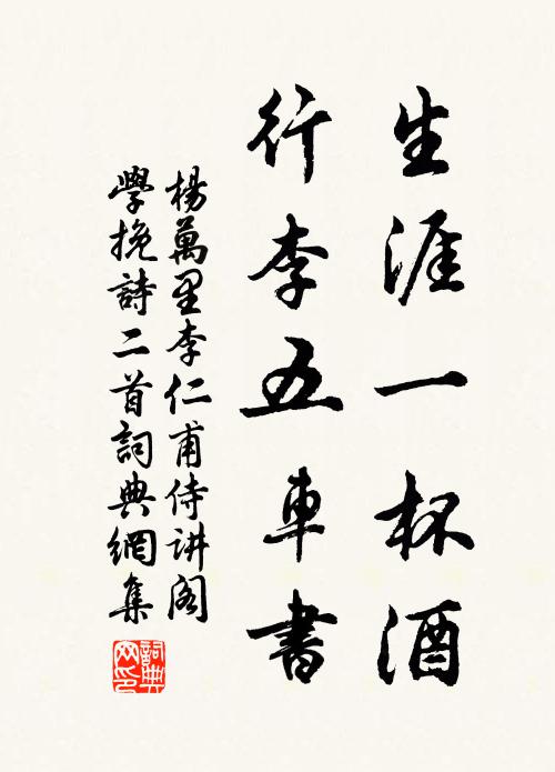 杨万里生涯一杯酒，行李五车书书法作品欣赏