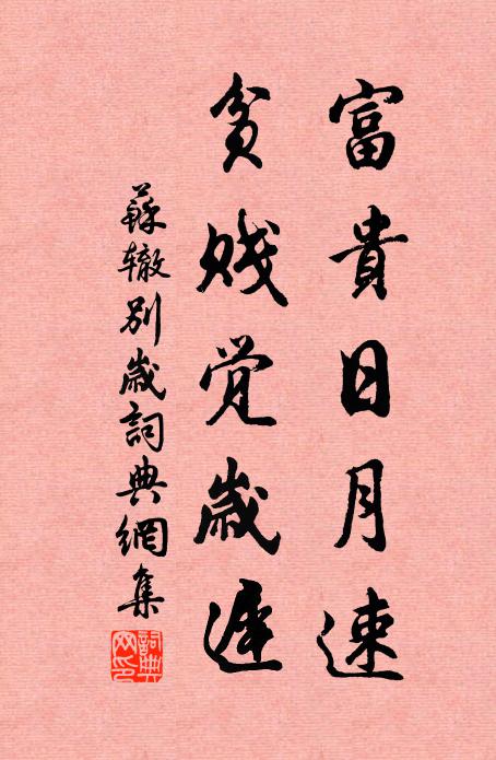 苏辙富贵日月速，贫贱觉岁迟书法作品欣赏