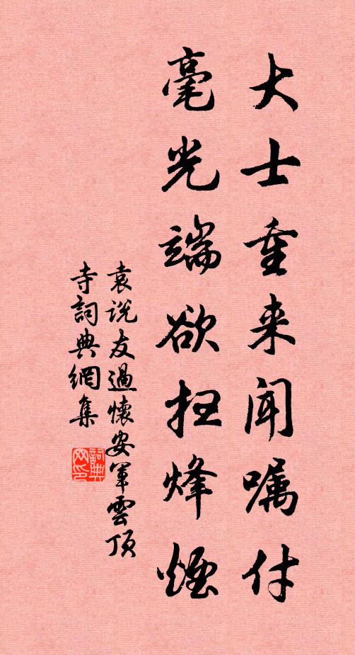 袁说友大士重来闻嘱付，毫光端欲扫烽烟书法作品欣赏