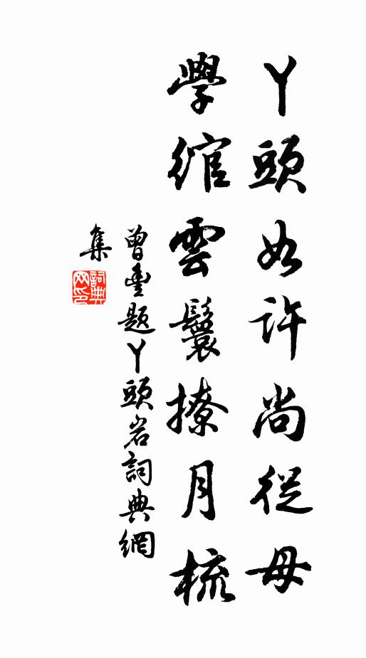 曾丰丫头如许尚从母，学绾云鬟撩月梳书法作品欣赏