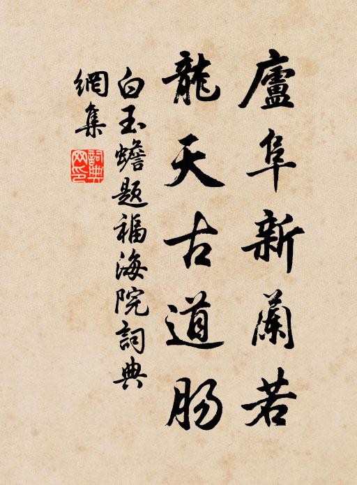 白玉蟾庐阜新兰若，龙天古道肠书法作品欣赏