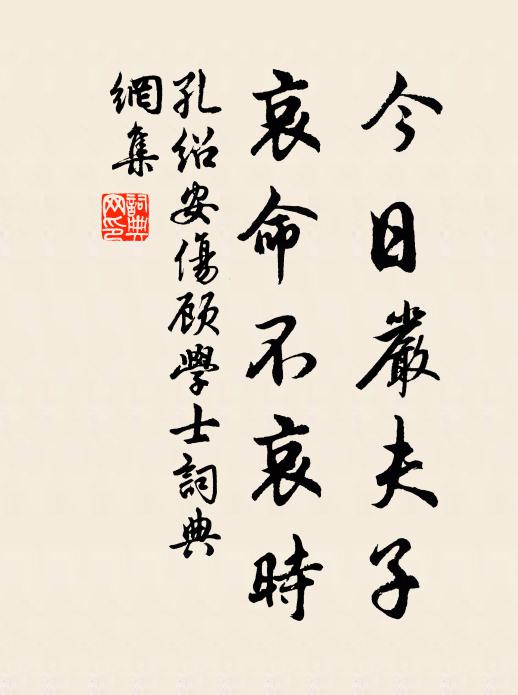 孔绍安今日严夫子，哀命不哀时书法作品欣赏