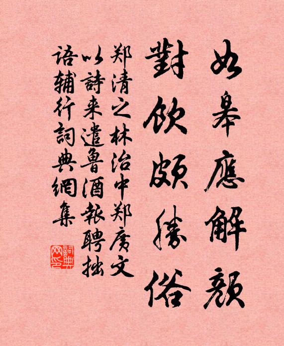 郑清之如皋应解颜,对饮颇胜俗书法作品欣赏
