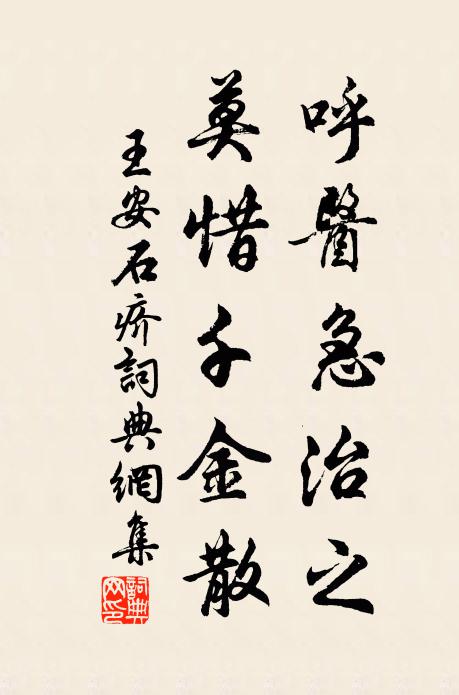 王安石呼医急治之，莫惜千金散书法作品欣赏