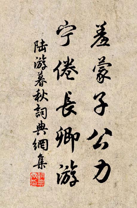 陆游羞蒙子公力，宁倦长卿游书法作品欣赏
