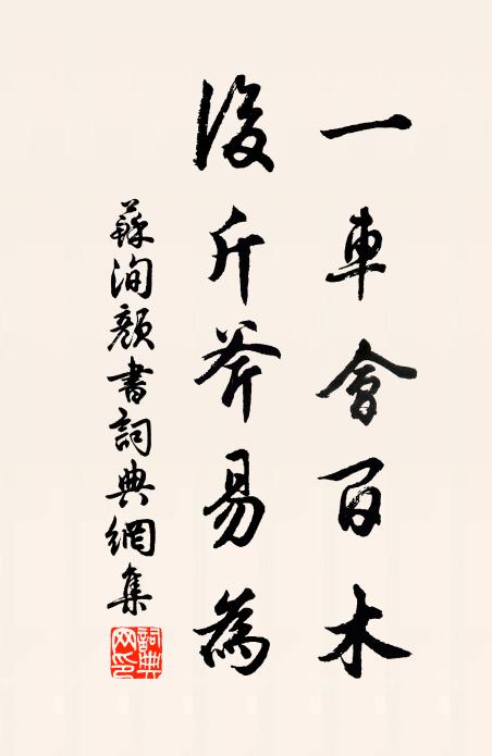 苏洵一车会百木，后斤斧易为书法作品欣赏
