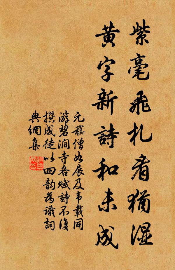 元稹紫毫飞札看犹湿，黄字新诗和未成书法作品欣赏