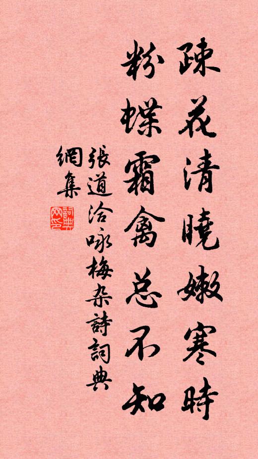 张道洽疎花清晓嫩寒时，粉蝶霜禽总不知书法作品欣赏