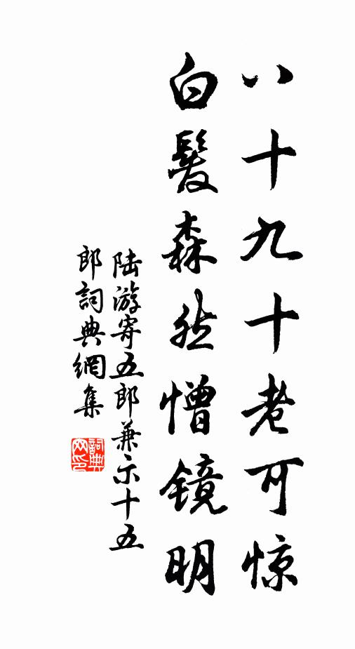 陆游八十九十老可惊，白发森然憎镜明书法作品欣赏