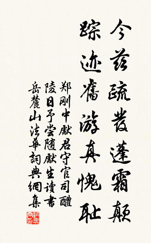 郑刚中今兹疏发蓬霜颠，踪迹旧游真愧耻书法作品欣赏