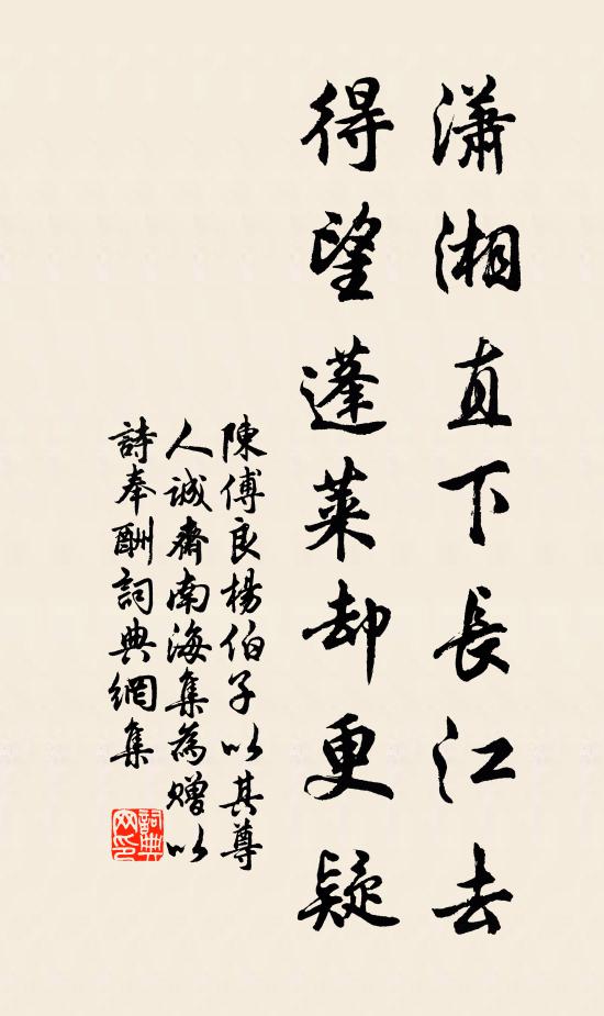 陈傅良潇湘直下长江去，得望蓬莱却更疑书法作品欣赏