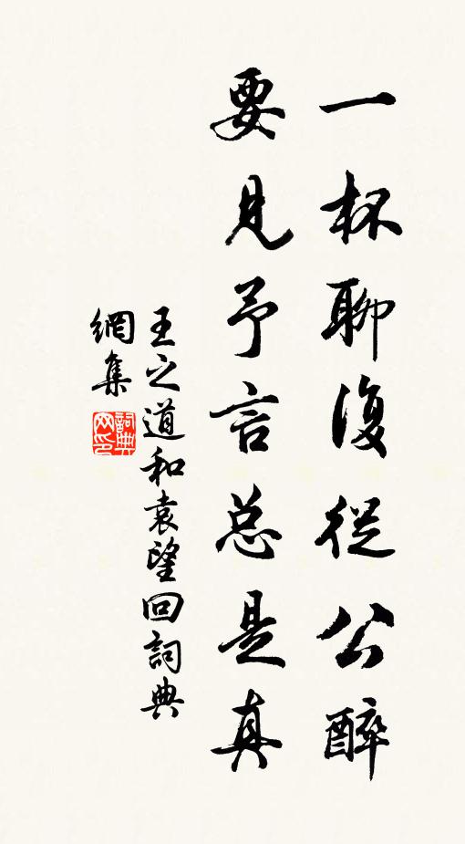 王之道一杯聊复从公醉，要见予言总是真书法作品欣赏