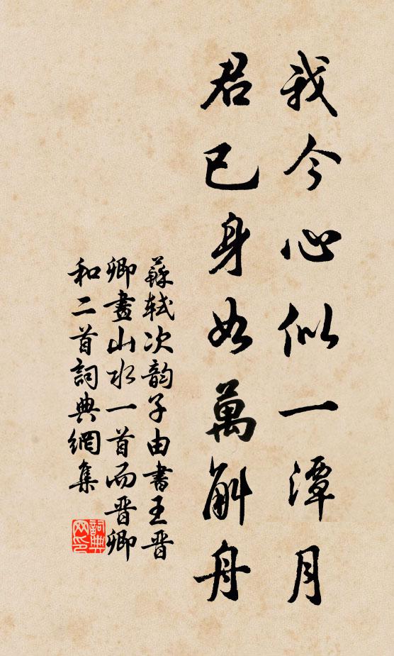 苏轼我今心似一潭月，君已身如万斛舟书法作品欣赏