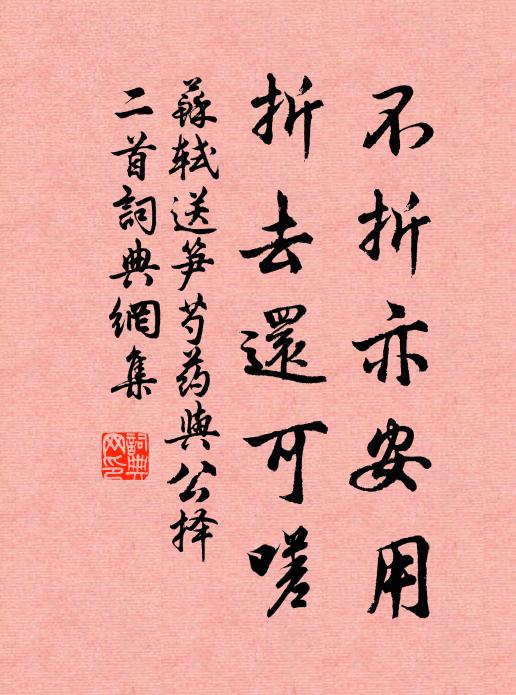 苏轼不折亦安用，折去还可嗟书法作品欣赏