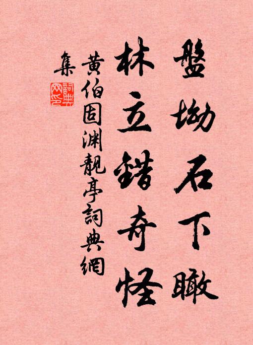 黄伯固盘坳石下瞰，林立错奇怪书法作品欣赏