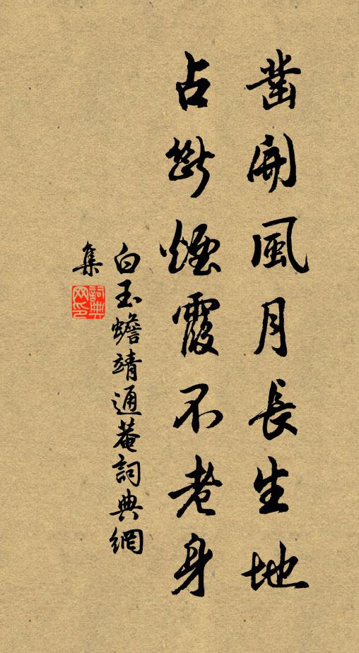 白玉蟾凿开风月长生地，占断烟霞不老身书法作品欣赏