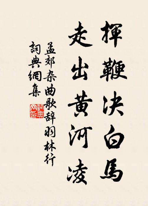 孟郊挥鞭决白马，走出黄河凌书法作品欣赏