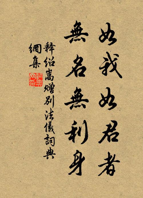 释绍嵩如我如君者，无名无利身书法作品欣赏