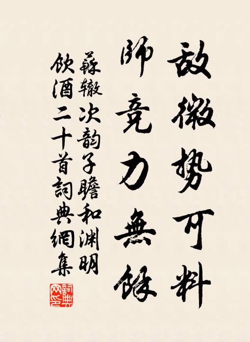 苏辙敌微势可料，师竞力无余书法作品欣赏