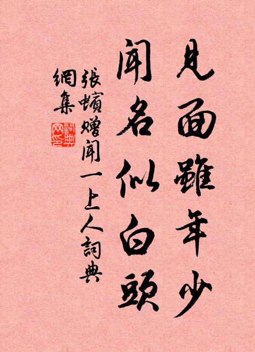 张蠙见面虽年少，闻名似白头书法作品欣赏