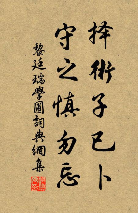 黎廷瑞择术子已卜，守之慎勿忘书法作品欣赏