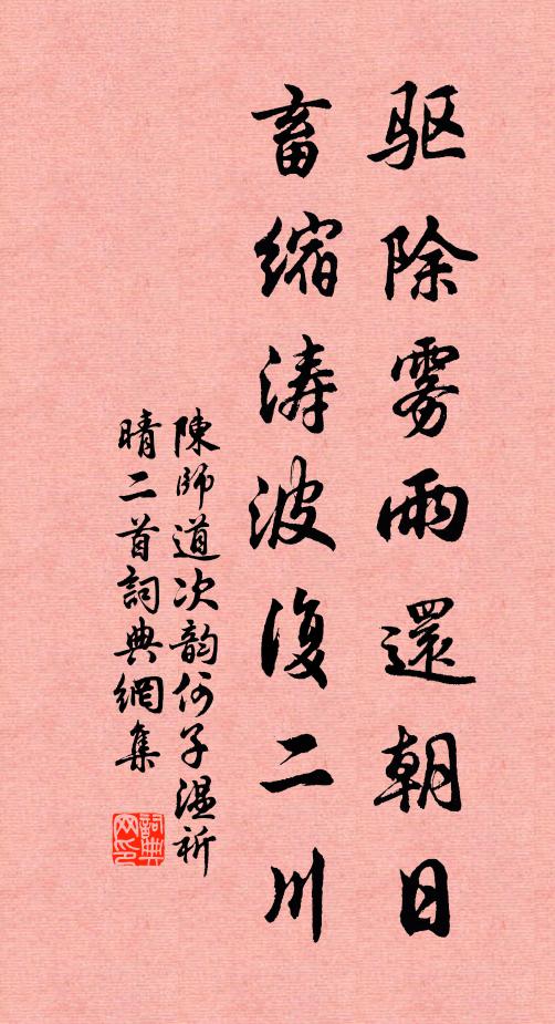 陈师道驱除雾雨还朝日，畜缩涛波复二川书法作品欣赏