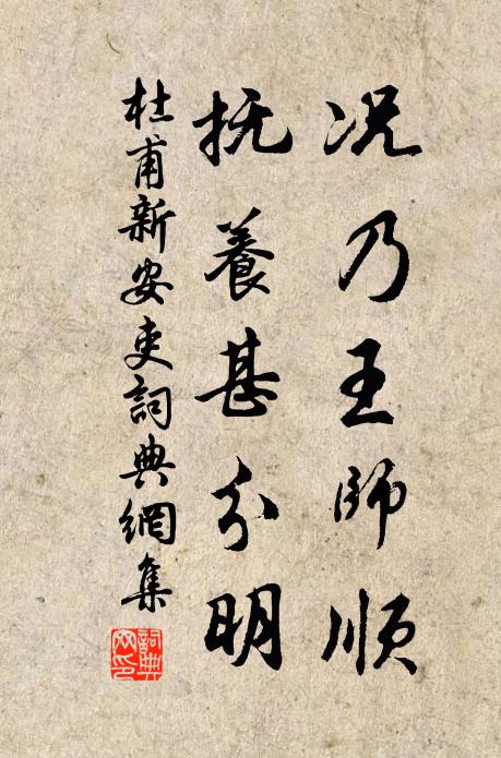 杜甫况乃王师顺,抚养甚分明书法作品欣赏