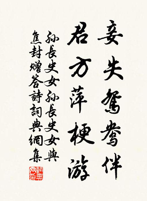 孙长史女妾失鸳鸯伴，君方萍梗游书法作品欣赏