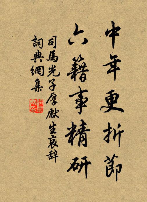 司马光中年更折节，六籍事精研书法作品欣赏