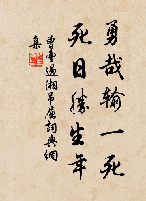 曾丰勇哉输一死，死日胜生年书法作品欣赏