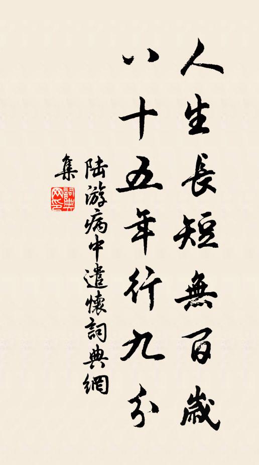 陆游人生长短无百岁，八十五年行九分书法作品欣赏