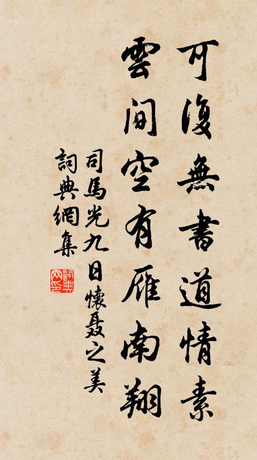司马光可复无书道情素，云间空有雁南翔书法作品欣赏