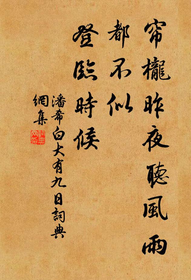 潘希白帘栊昨夜听风雨，都不似、登临时候书法作品欣赏