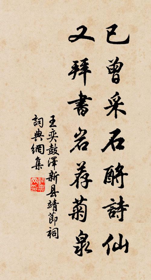 王奕已曾采石酹诗仙，又拜书岩荐菊泉书法作品欣赏