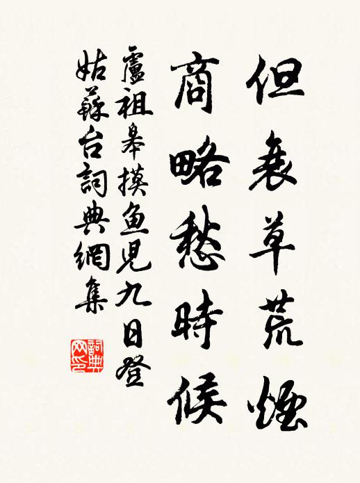 卢祖皋但衰草荒烟，商略愁时候书法作品欣赏