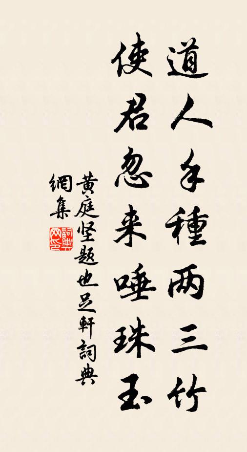黄庭坚道人手种两三竹，使君忽来唾珠玉书法作品欣赏