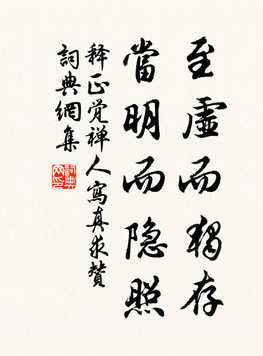 释正觉至虚而独存，当明而隐照书法作品欣赏