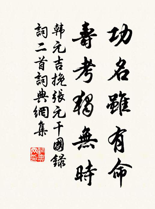 韩元吉功名虽有命，寿考独无时书法作品欣赏