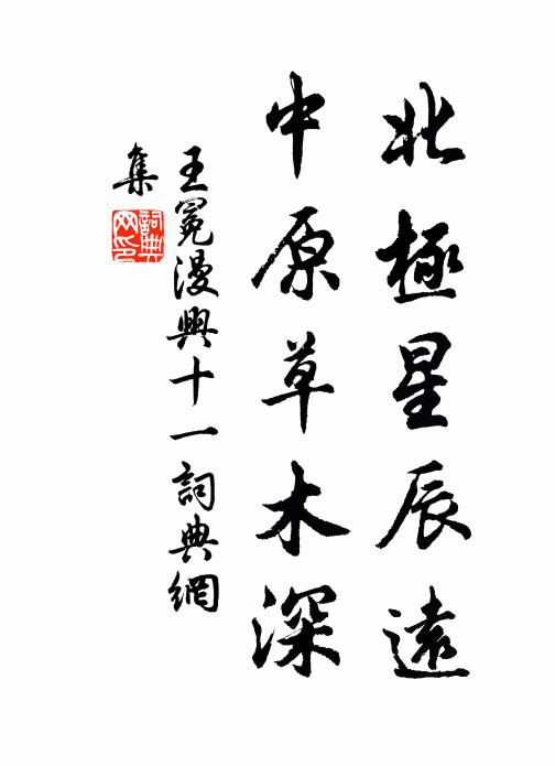 王冕北极星辰远，中原草木深书法作品欣赏