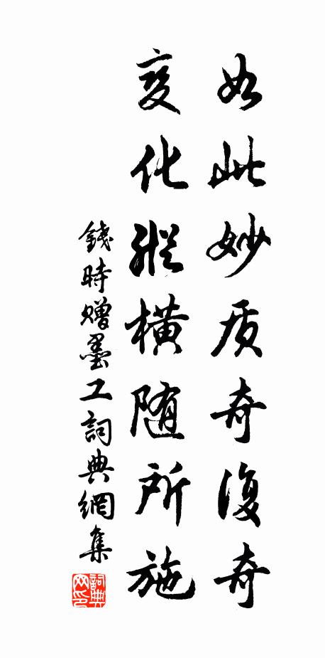 钱时如此妙质奇复奇，变化纵横随所施书法作品欣赏